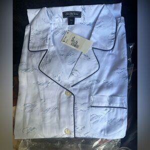 Saks Fifth Avenue White and Blue Pajama Sleep shirt. NWT. Cloud pattern.